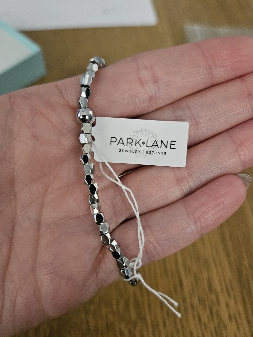 Park Lane Hazy Silver Faceted Bead Stretch Bracelet New With Tag
